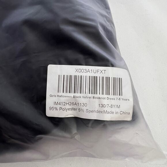 BesserBay Girls Bowknot Cold Shoulder Black Velvet Dress 130/ 7-8 Years - Picture 11 of 12